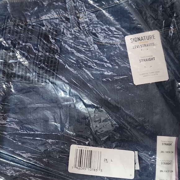 Signature by Levi Strauss Women's Dark Blue Straight Jeans Stretch High Rise - Picture 5 of 5